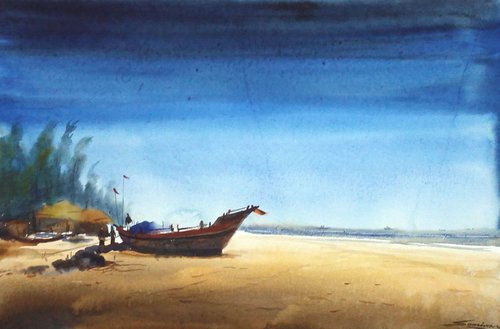 Seashore & Fishing Boat by Samiran Sarkar