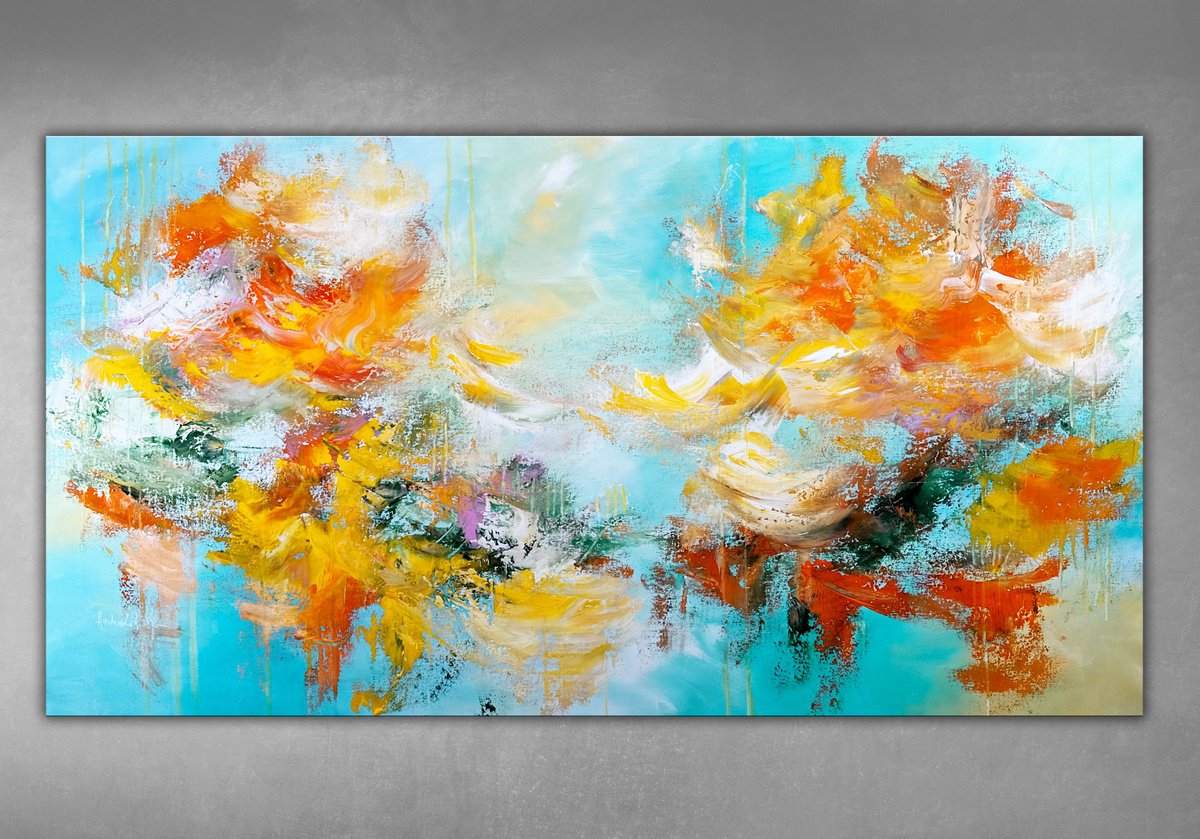 Abstract Acrylic Painting By Andrada Anghel, 60 X 30, A Playful Dance, Original Artwork