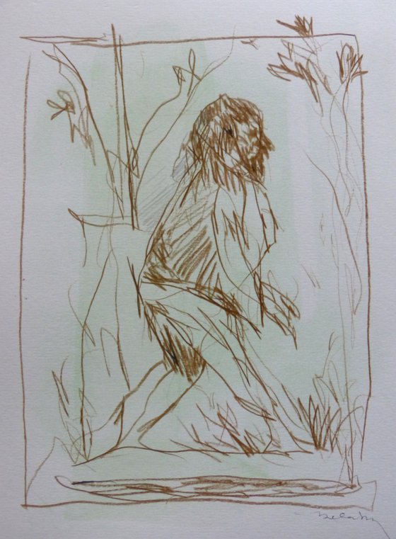 Neanderthal, pencil drawing 29x21 cm