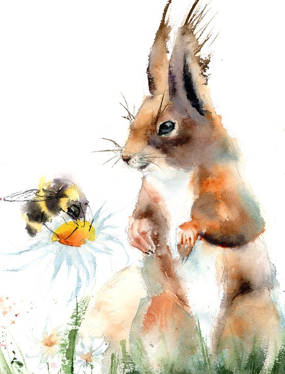 Squirrel and honey bee