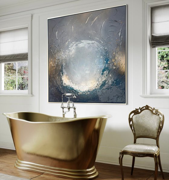 Blue And Gold Abstract Art | Sapphire Ocean