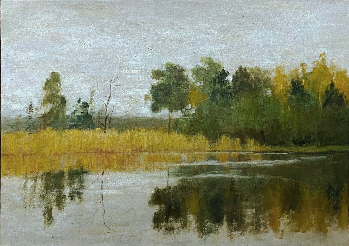 Impressionistic Landscape Oil Painting By Bohdan Dobrivskyi, 28 X 20, Quiet Day, Original Artwork