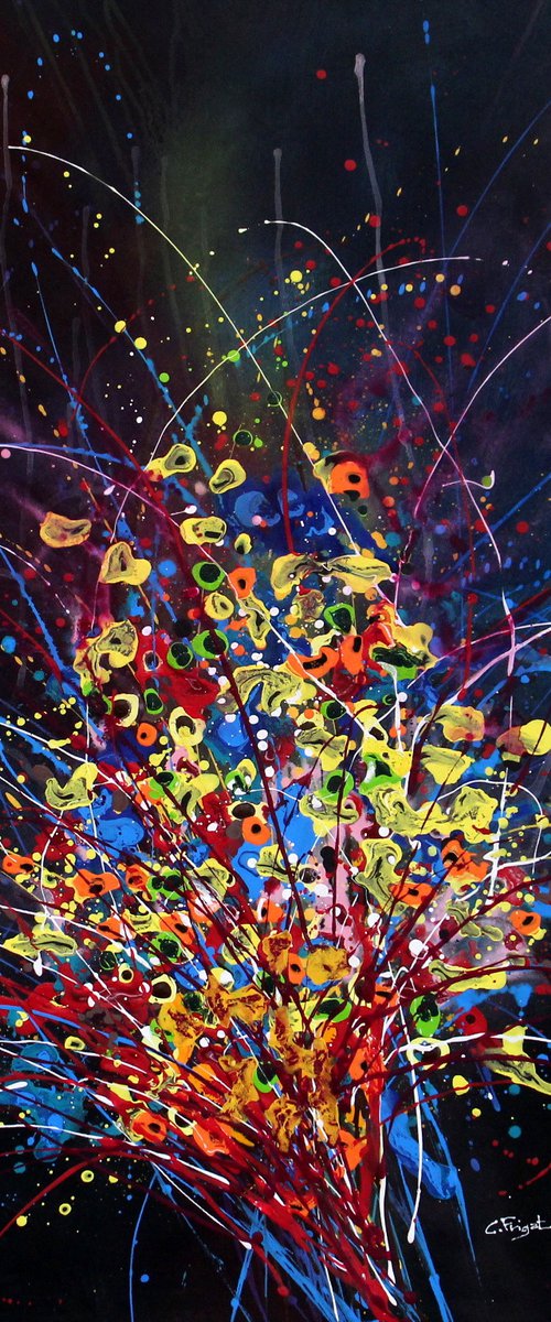 Folie Des Fleurs #5 - Extra large original abstract floral landscape by Cecilia Frigati