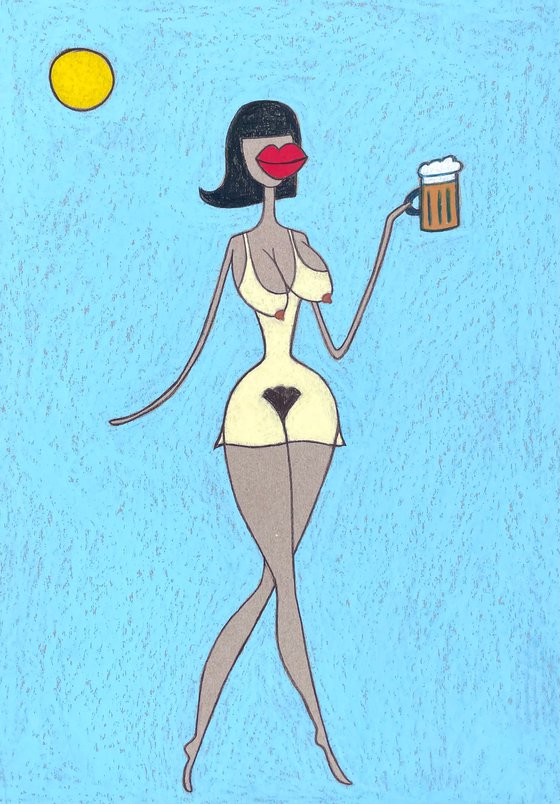 Lady with beer