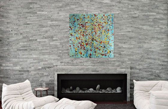 abstract-geometric painting 80x80 cm-large wall art-title-c345