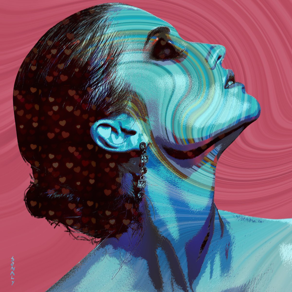 Photorealistic Portrait Giclee Print By Sonaly Gandhi, 30 X 30", Dreamscape Reflections, Original Artwork