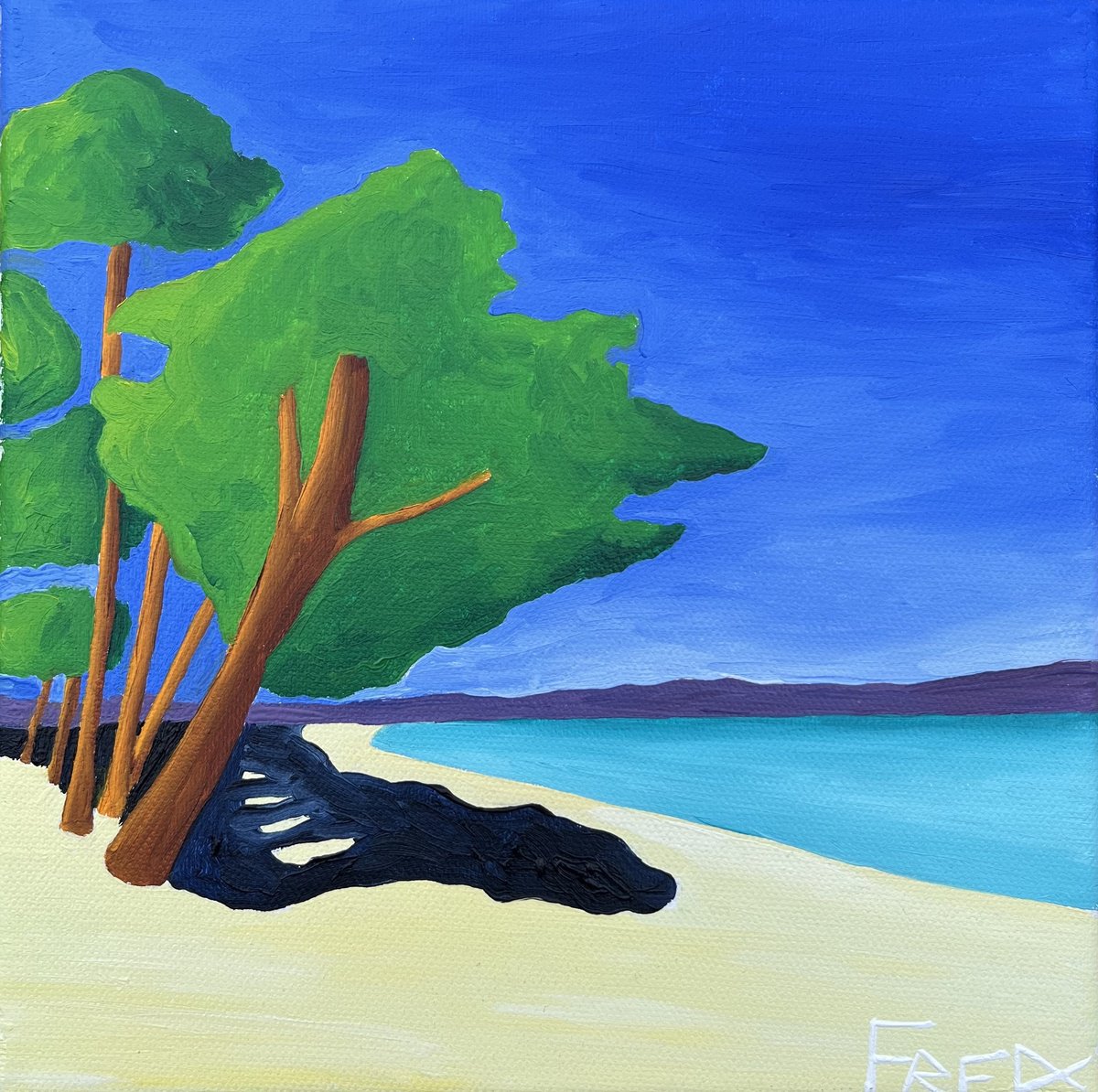 Impressionistic Landscape Oil Painting By Cadiou Frederic, 8 X 8, Cap Coz, Original Artwork