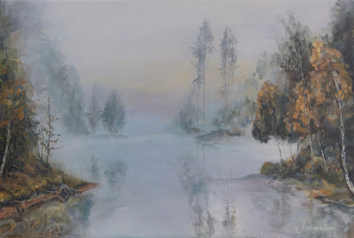 Misty fall landscape by Jacqualine Zonneveld