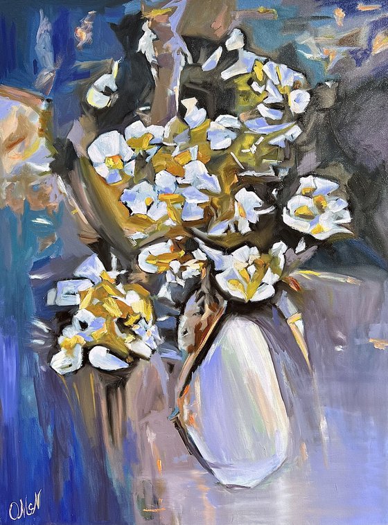 Flowers in a White Vase