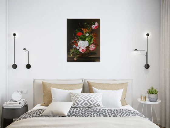 Garden Roses and Butterfly