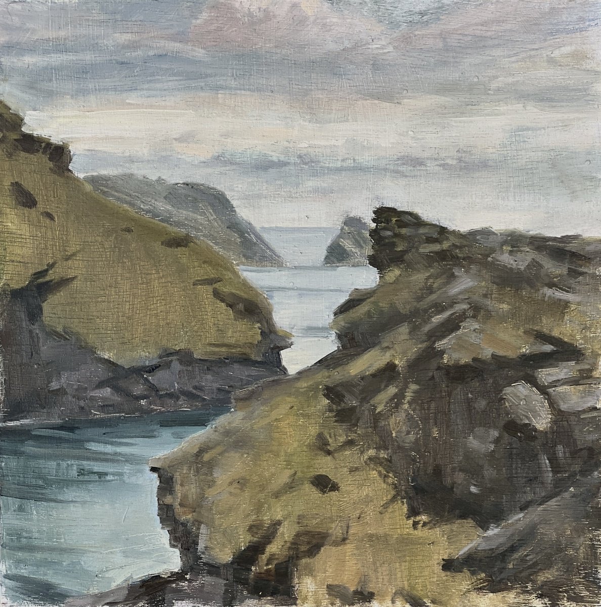 Impressionistic Landscape Oil Painting By Louise Gillard, 8 X 8", Boscastle, Late Summer, Original Artwork