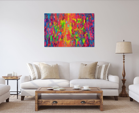 47.3x31.5'' Large Ready to Hang Colourful Modern Abstract Painting - XXL Happy Gypsy Dance 13