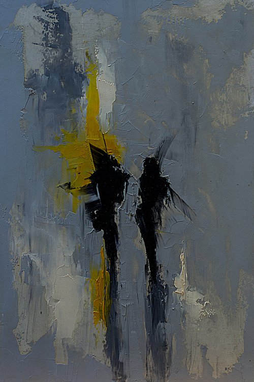 Couple. Small abstract art in oil by Marinko Šaric