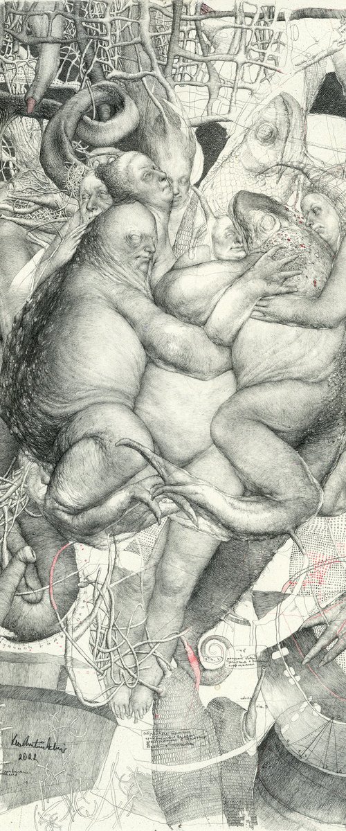 SOLD! Drawing NAIAD & NEWTS GAMES 21x29 cm by Konstantin Antioukhin