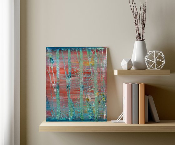 45x55 cm | 17.5 x 21.5″ Green Red Abstract painting Original Canvas Art