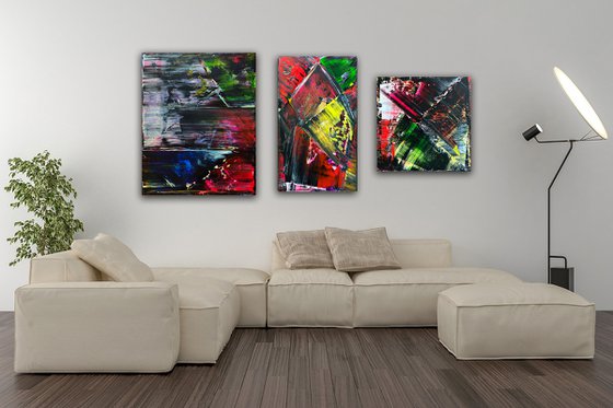 "What We Do In The Shadows" - Save As A Series - Original PMS Abstract Acrylic Painting Diptych On Canvas - 66" x 30"