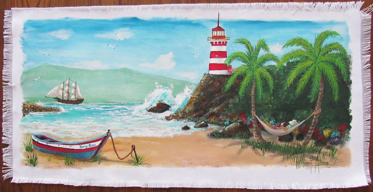 Impressionistic Landscape Acrylic Painting By William F. Adams, 31 X 16", It