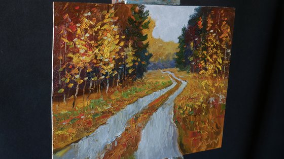 Across The Autumn Forest - autumn landscape painting