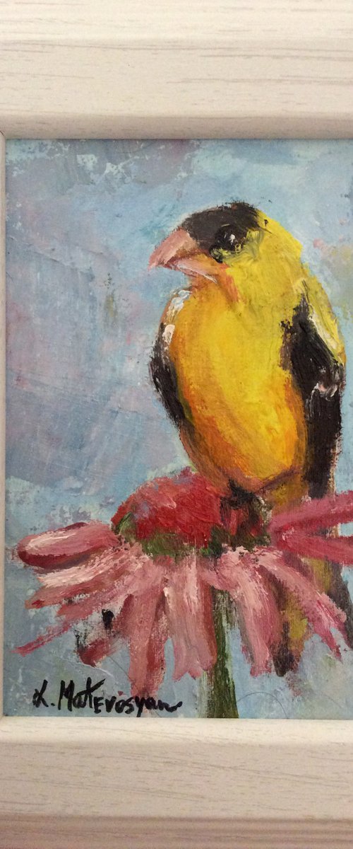 Yellow Bird In Garden by Lia Matevosyan Haselton
