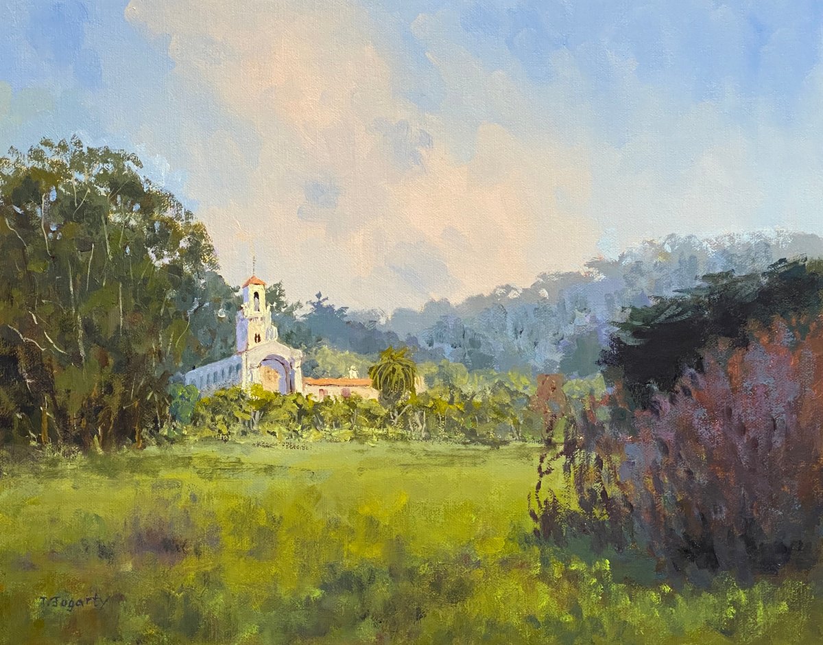 Impressionistic Cityscapes Oil Painting By Tatyana Fogarty, 14 X 11", View Of Carmelite Monastery, Original Artwork
