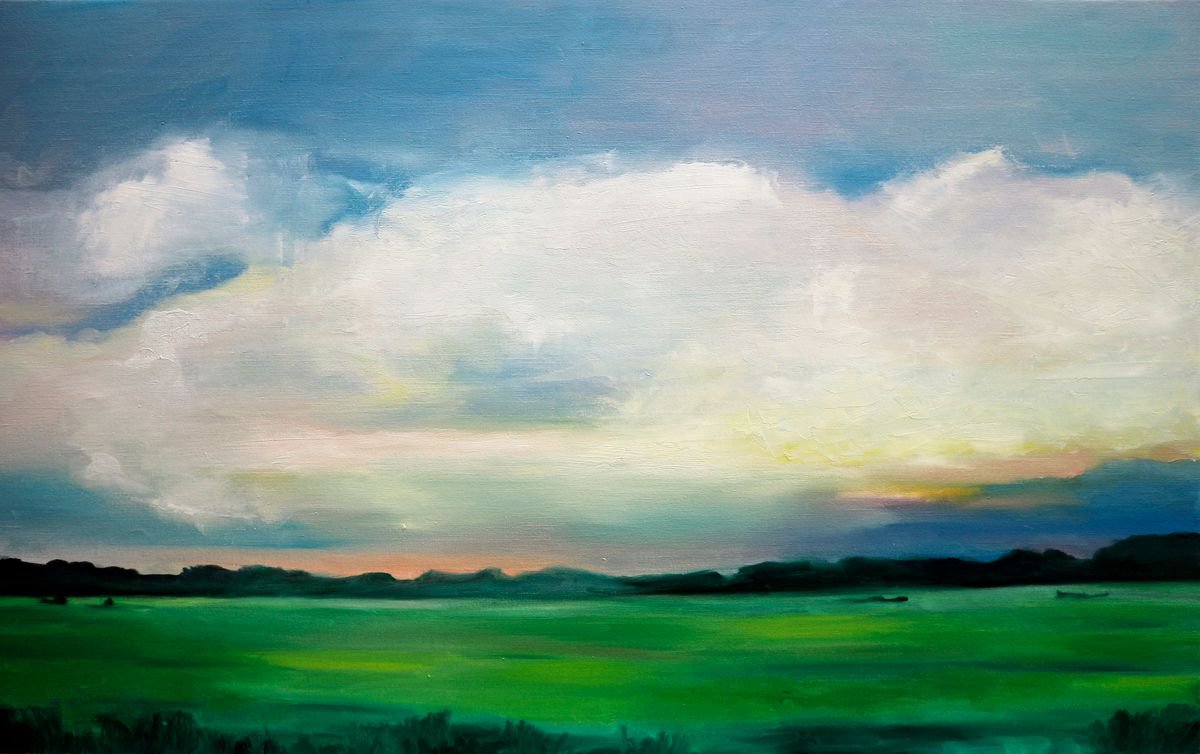 Clouds landscape painting on canvas Oil by Anna Lubchik