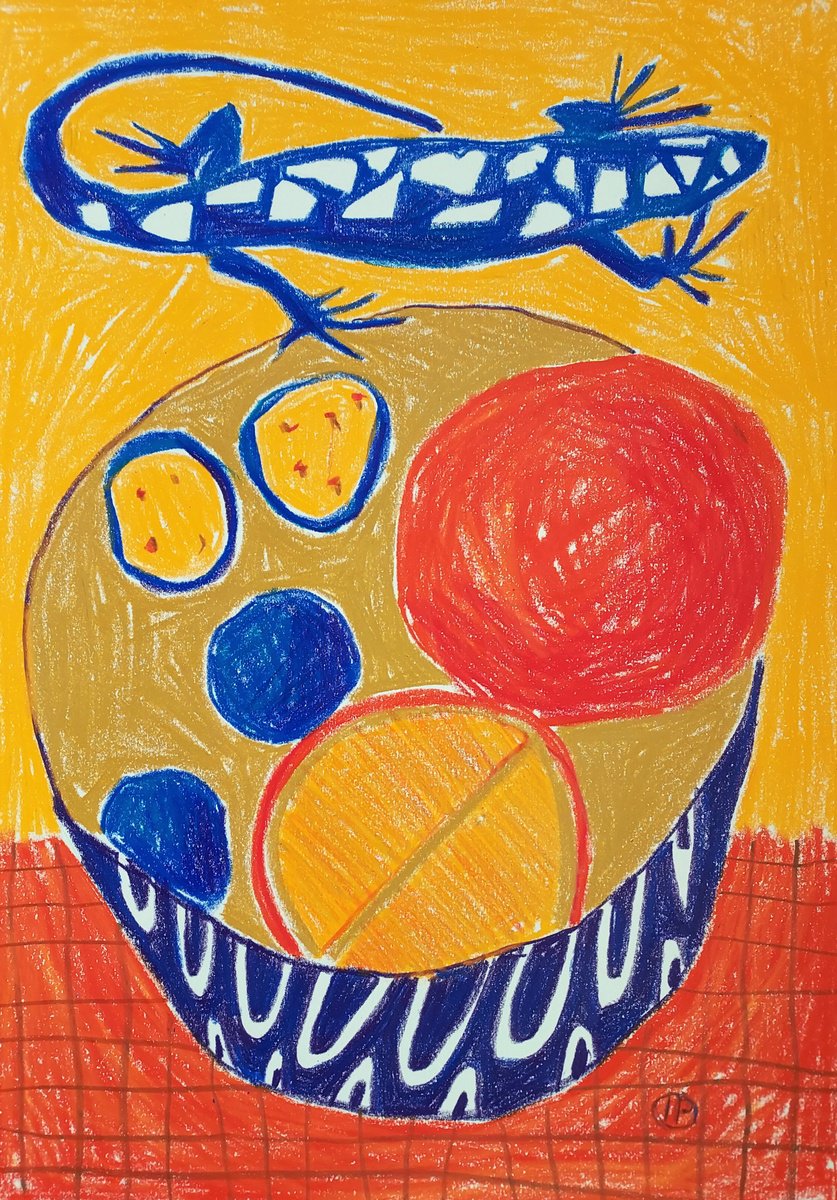 Impressionistic Still Life Pencil Drawing By Irina Plaksina, 12 X 17, Day In The Tropics, Original Artwork