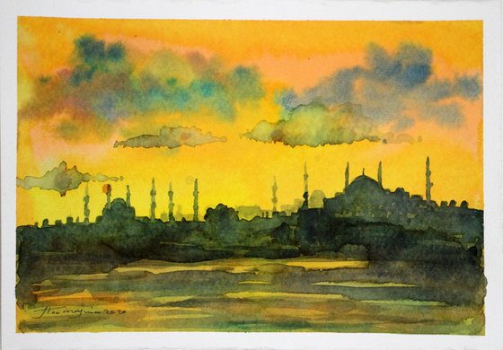 ISTANBUL SILHOUETTES 2, Watercolor on paper, 25 x 17 cm