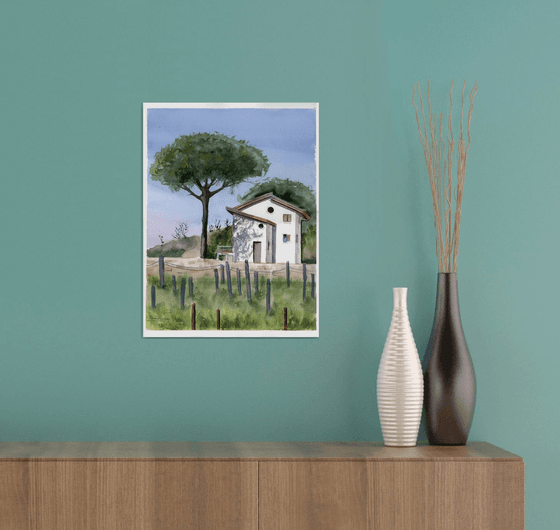 Captivating Italy: Stone Pine And White Small Houses