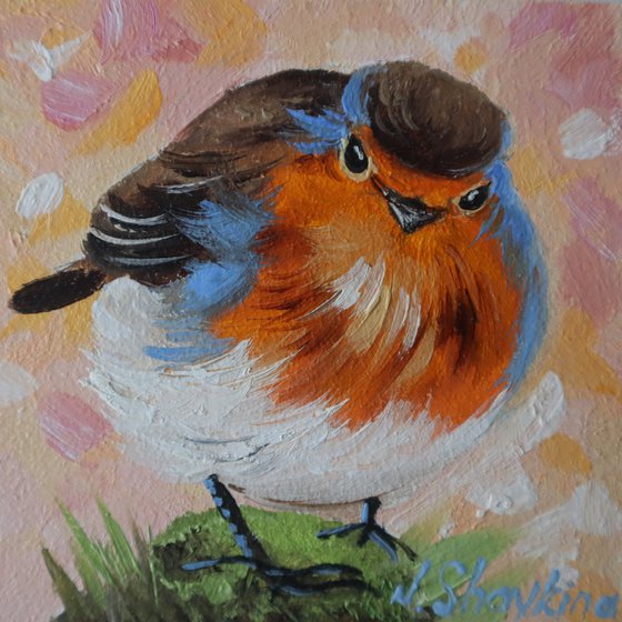 Robin Oil Painting 4x4