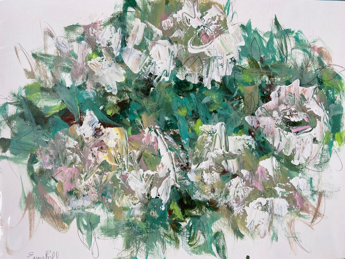 Rose Garden acrylic on paper by Emma Bell