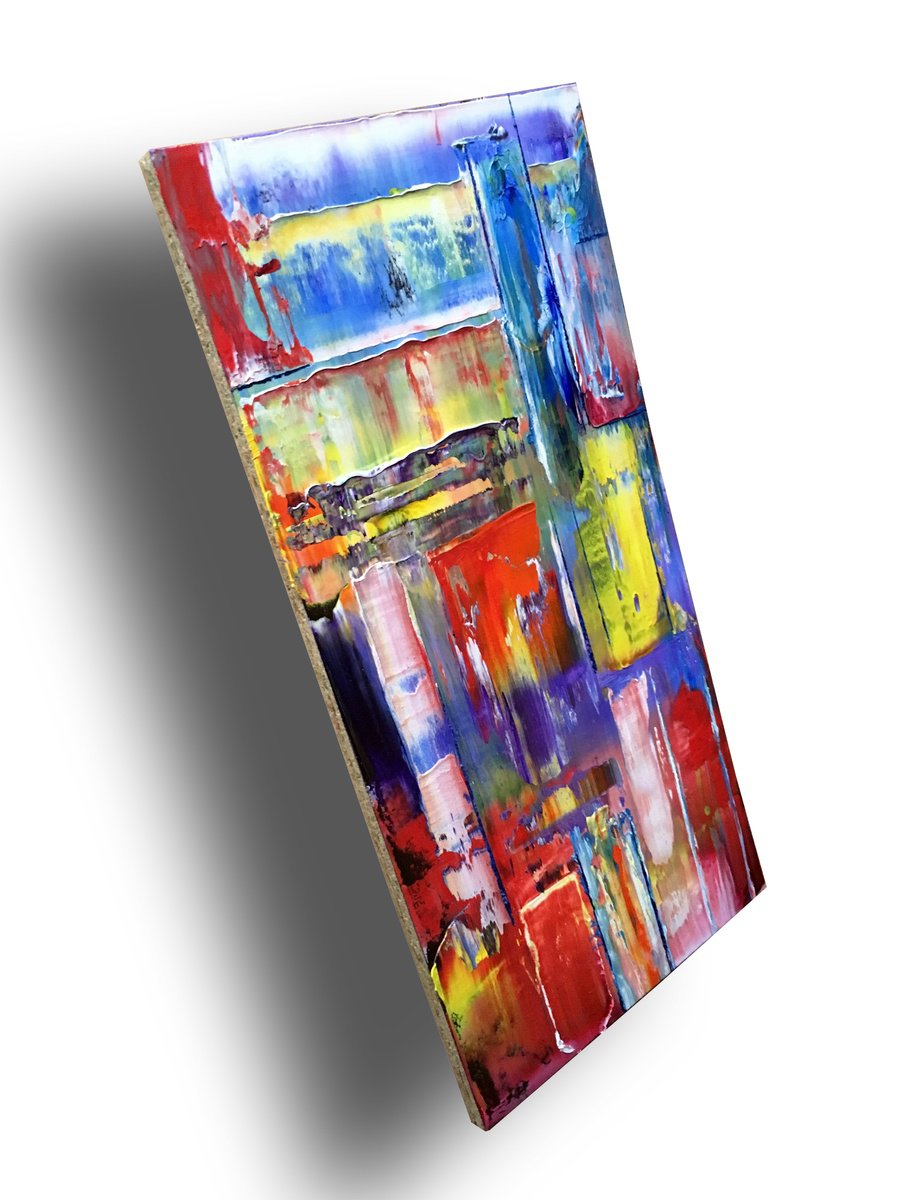 Expressive Abstract Oil Painting By Preston M. Smith (Pms), 12 X 24", "Reconstruction", Original Artwork