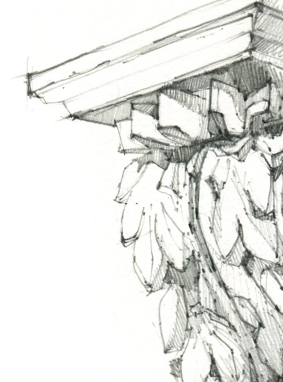 "Architectural sketch" original pencil drawing - architectural detail