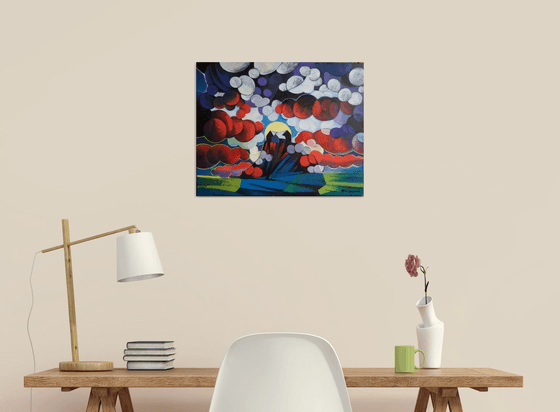 Unique day-1 (40x50cm, cubism, oil painting, ready to hang)
