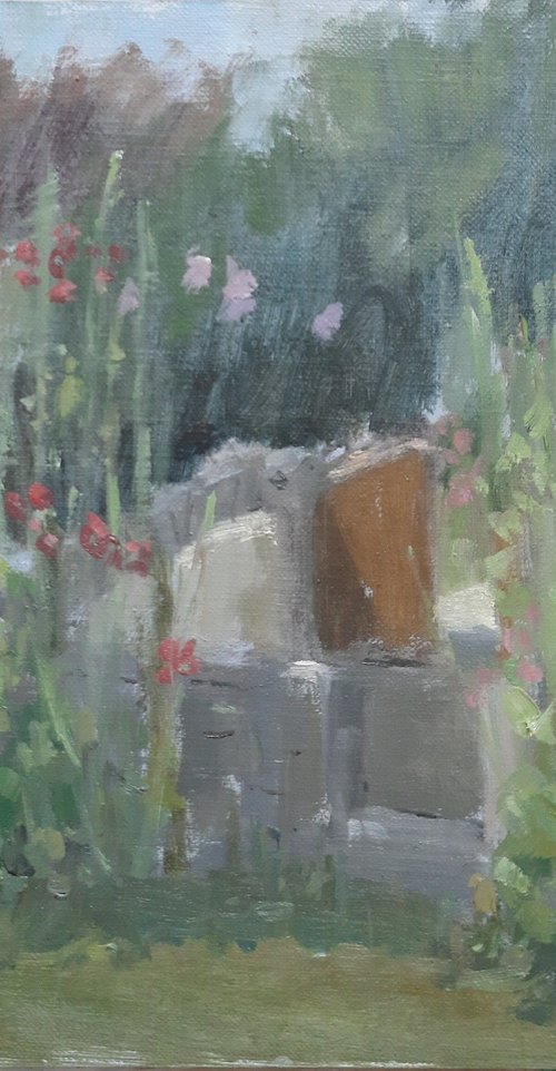 Hollyhocks, Minster Lovell by Alex James Long