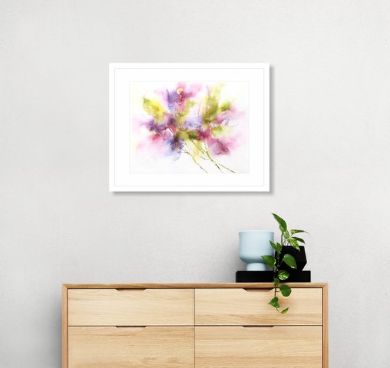 Flowers. Abstract bouquet. Watercolor colorful florals.