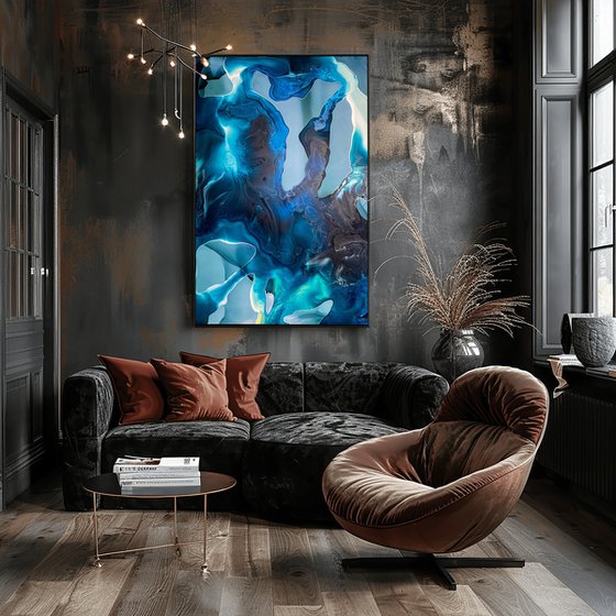 Ocean Fluid Abstract 70x100 cm