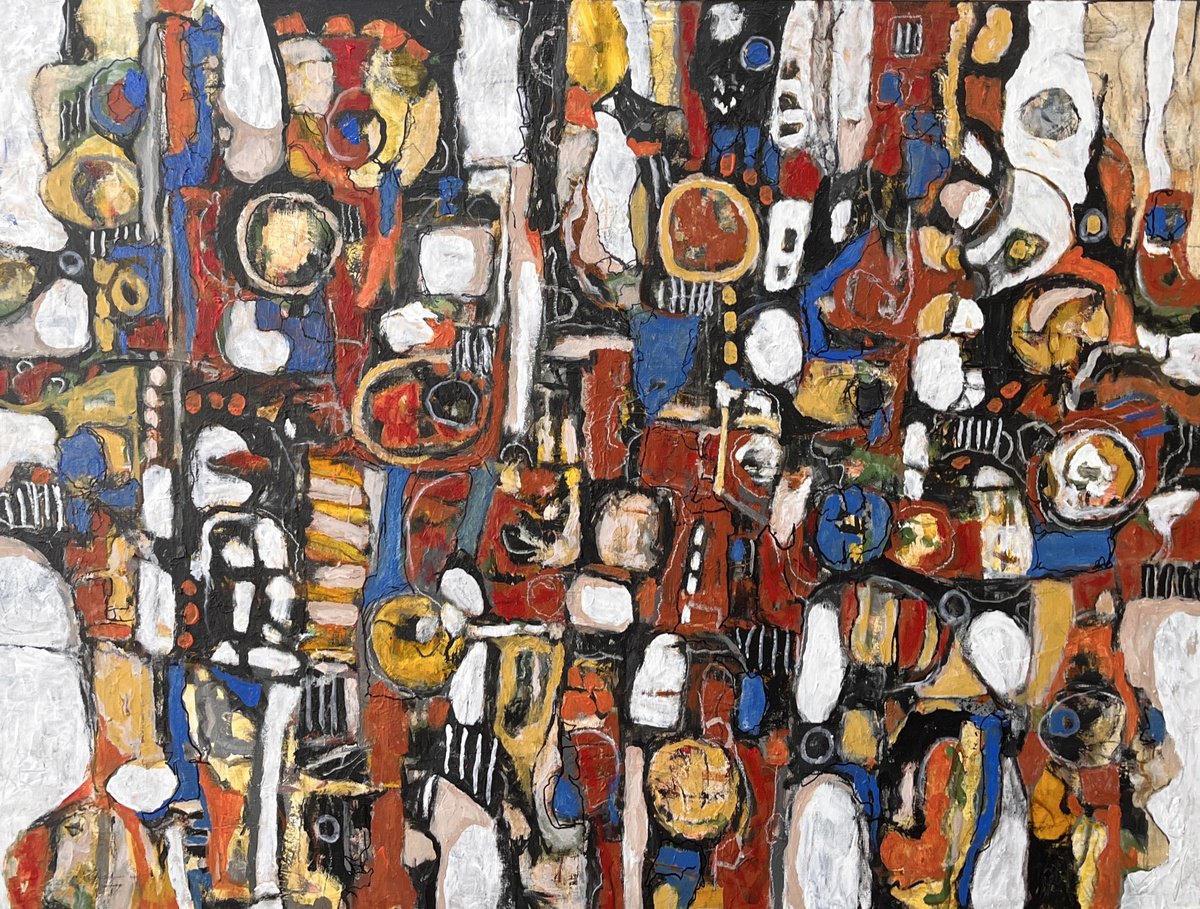Abstract Acrylic Painting By Jeffrey Davies, 48 X 36, Where Am I ? #18, Original Artwork
