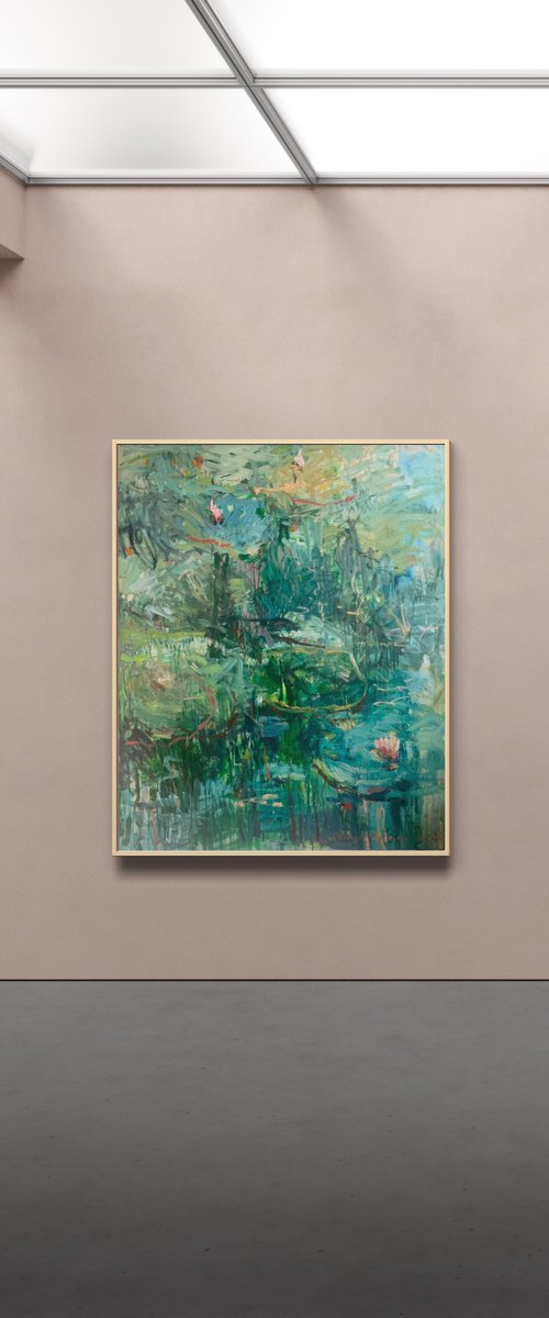The water-lily pond. Reflections and flow. by Lilia Orlova-Holmes