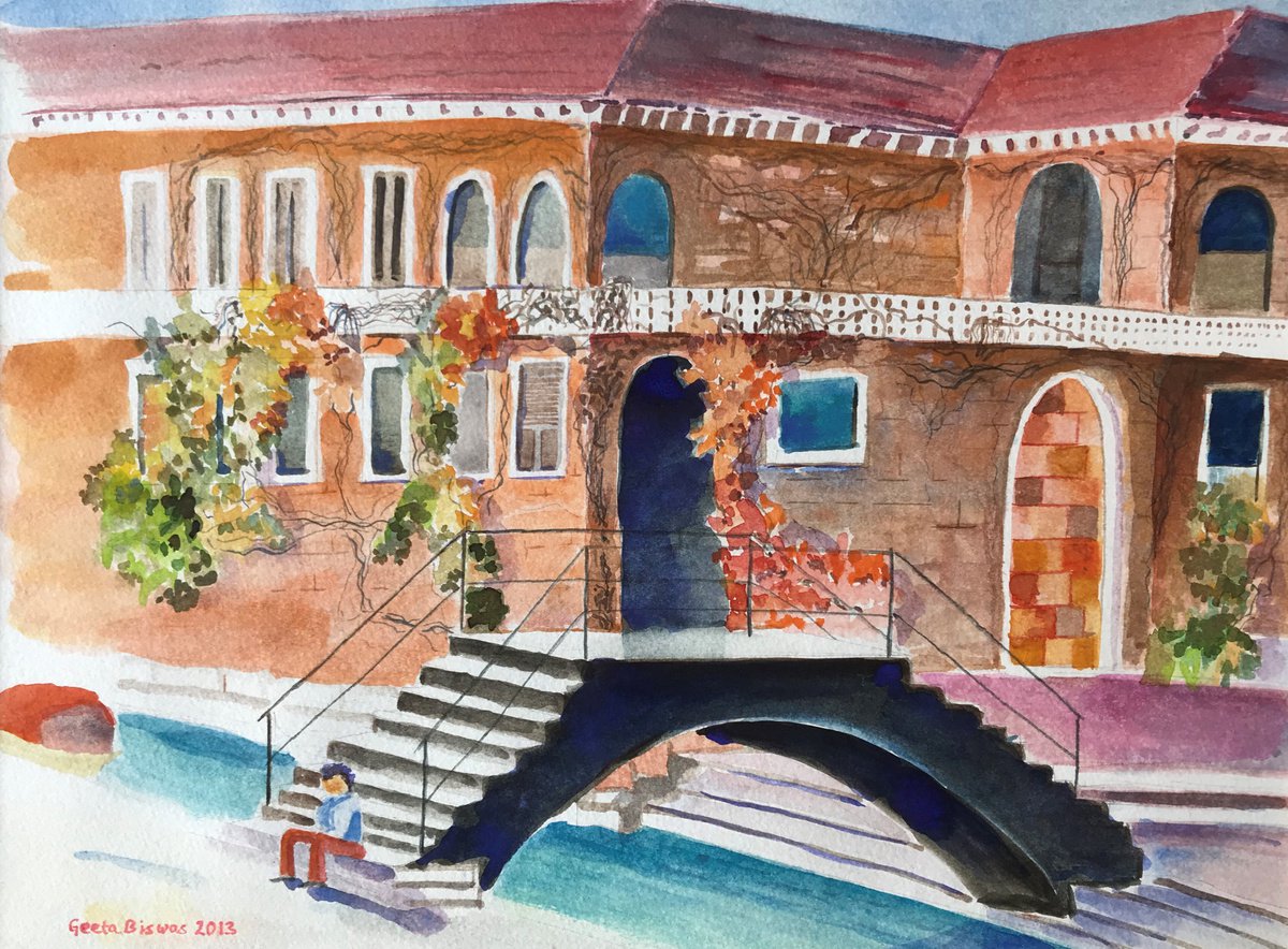 House in Venice a watercolor painting by Geeta Yerra
