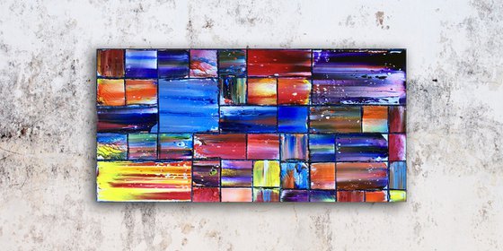 "Guess Who's Back?" - SPECIAL PRICE + FREE USA SHIPPING - Original PMS Abstract Oil Painting On Wood - 24" x 12"