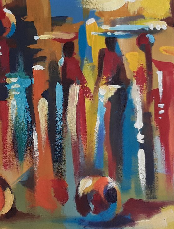 Colorful Market, African Market Art