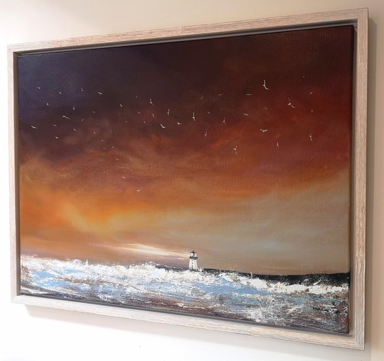 "Beacon of Hope" - Cornish Seascape, Art, Skyscape