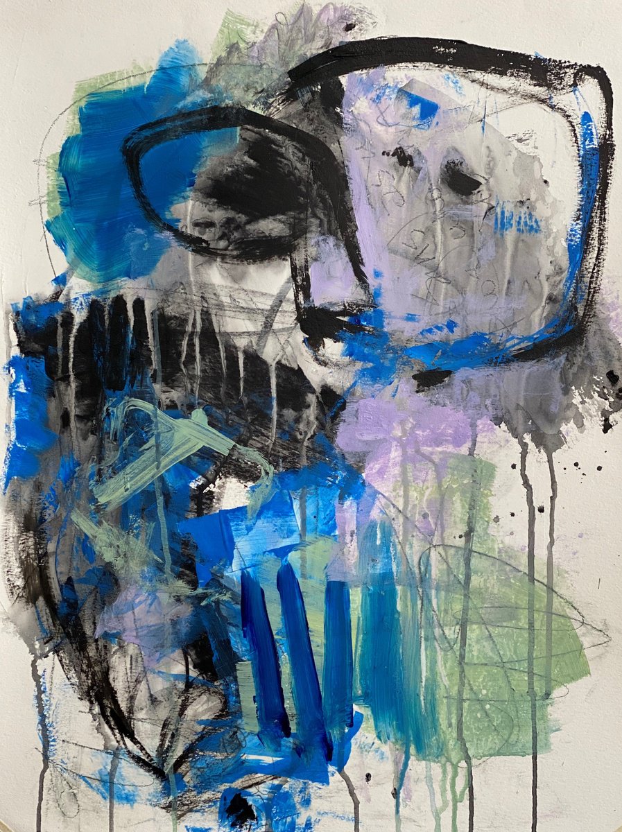 Organic Abstract Acrylic Painting By Kat Crosby, 18 X 24", Across A Straight Of Sea Miles, Original Artwork