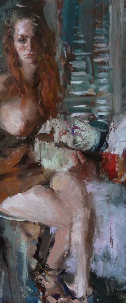 Pauline à l'éventail by Manuel Leonardi