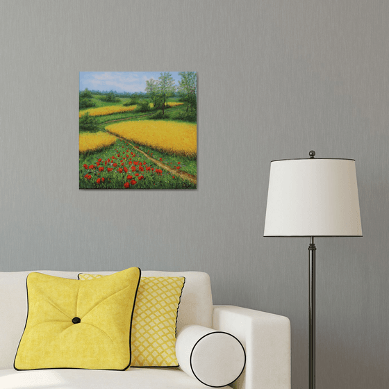 Wheat field and poppy meadow