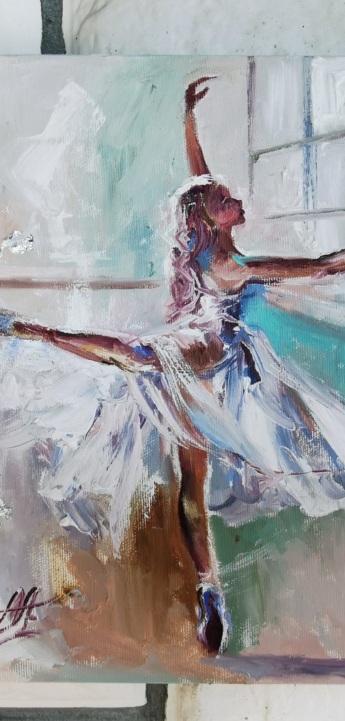 Ballerina oil painting, Ballet dancer canvas art by Annet Loginova