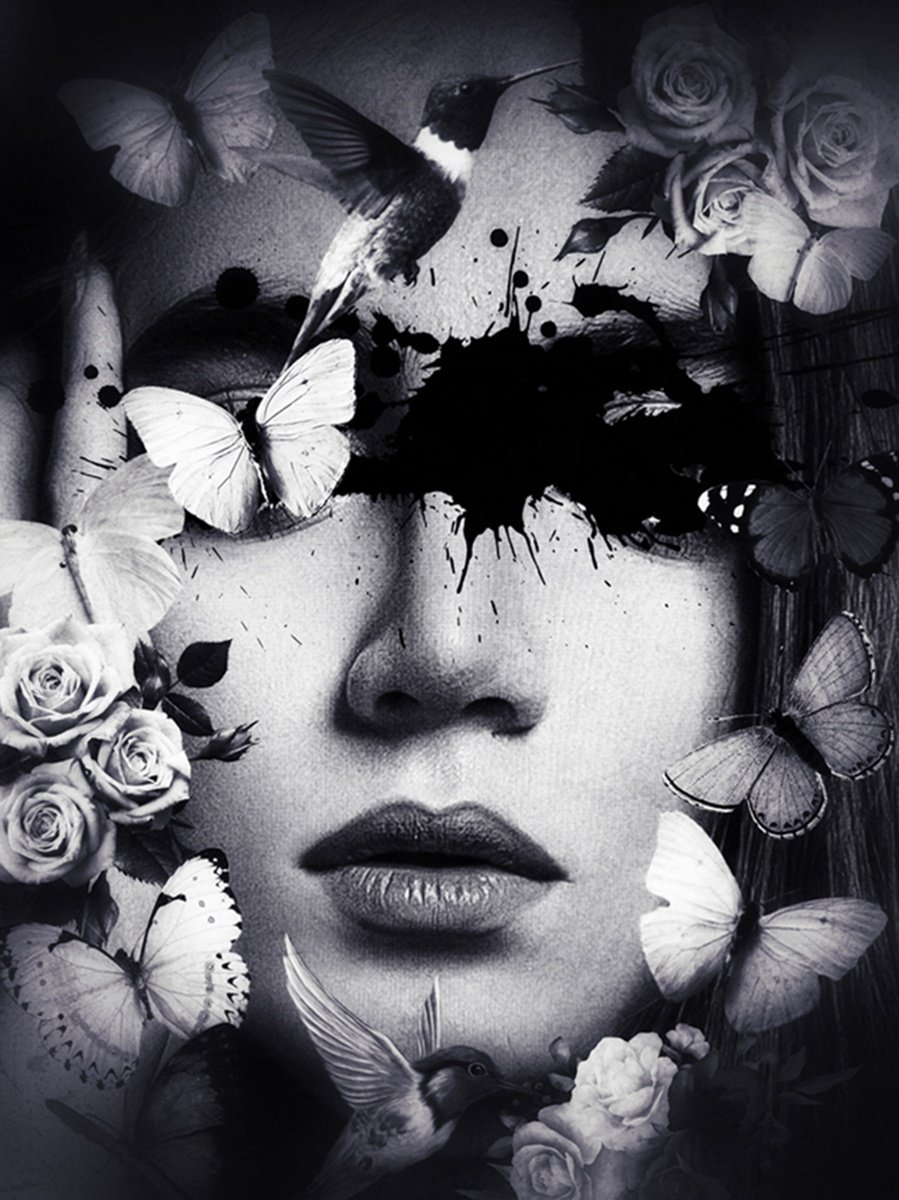 Surrealistic Portrait Photograph By Carmelita Iezzi, 16 X 20, Lady Butterfly, Original Artwork