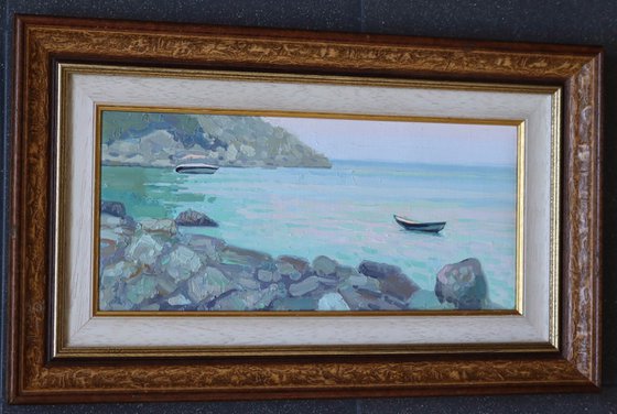 Boats at sunset. Turunc