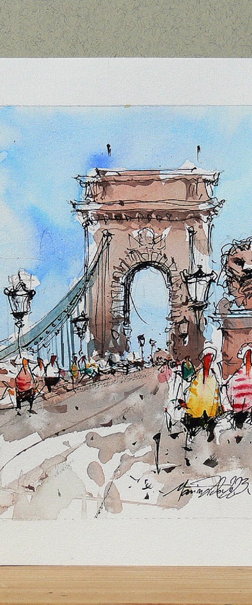 Budapest, watercolor o paper. by Marin Victor