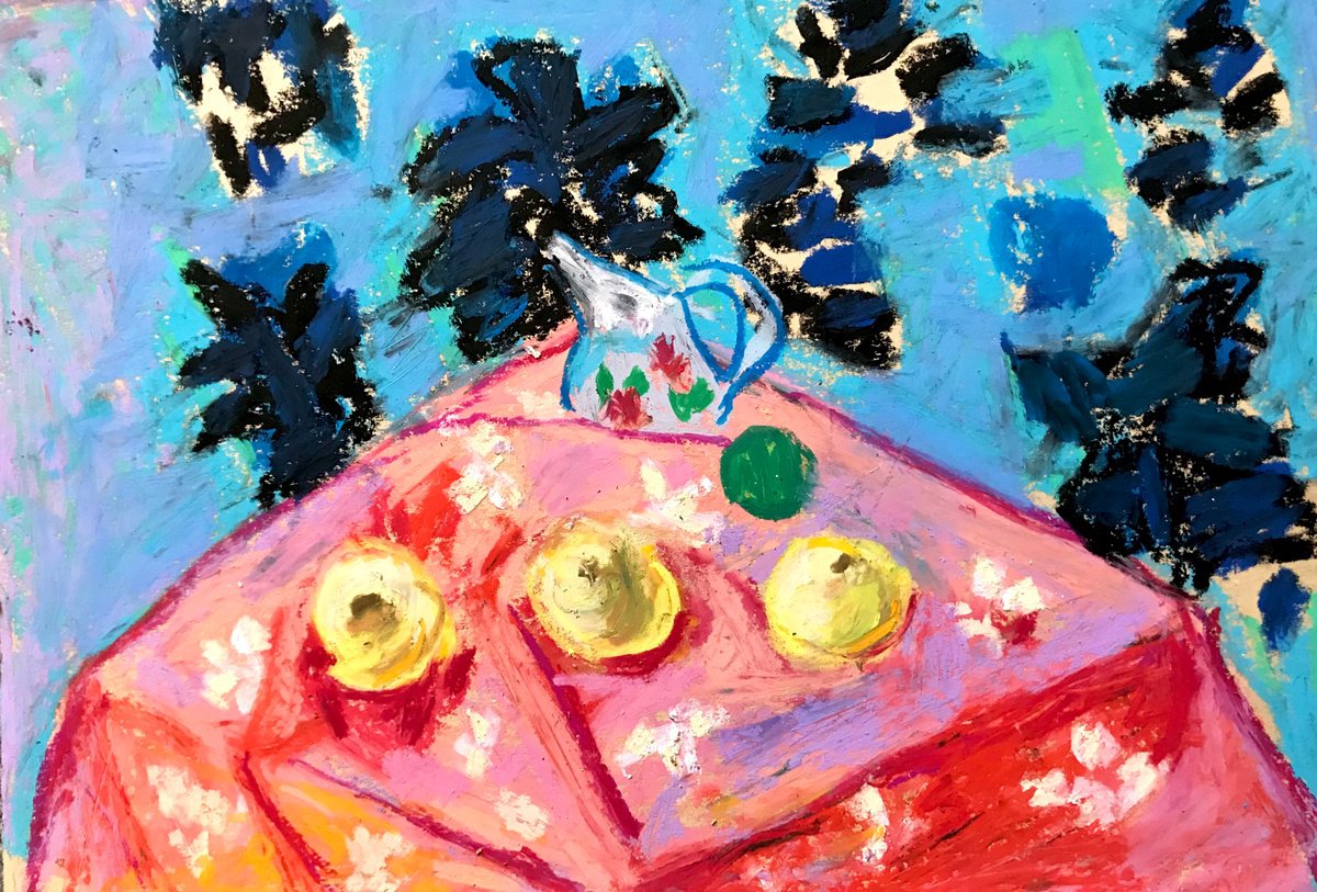 Pink Still Life With Apple by Milica Radovi?
